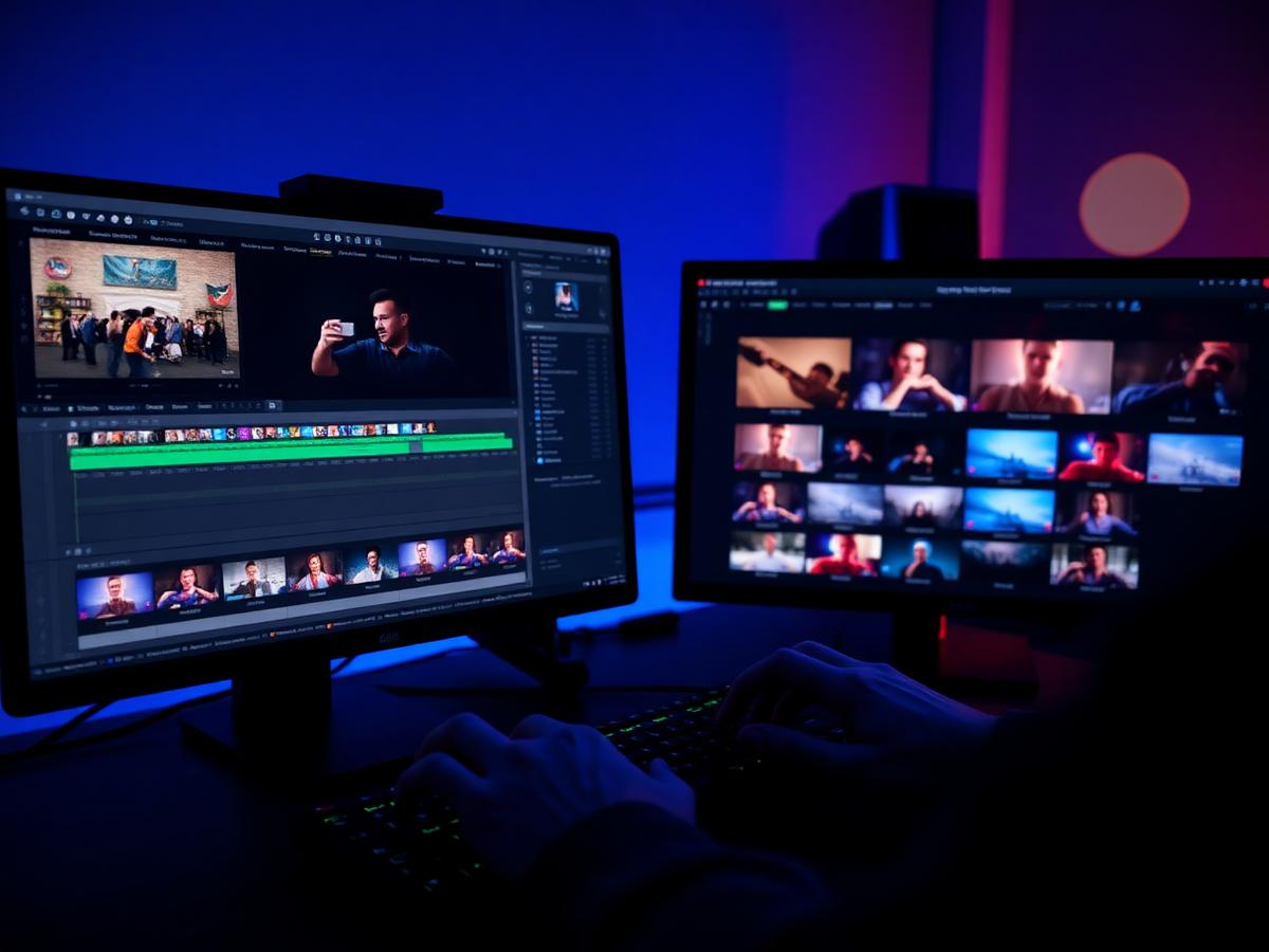 Editor at work in a professional post-production suite